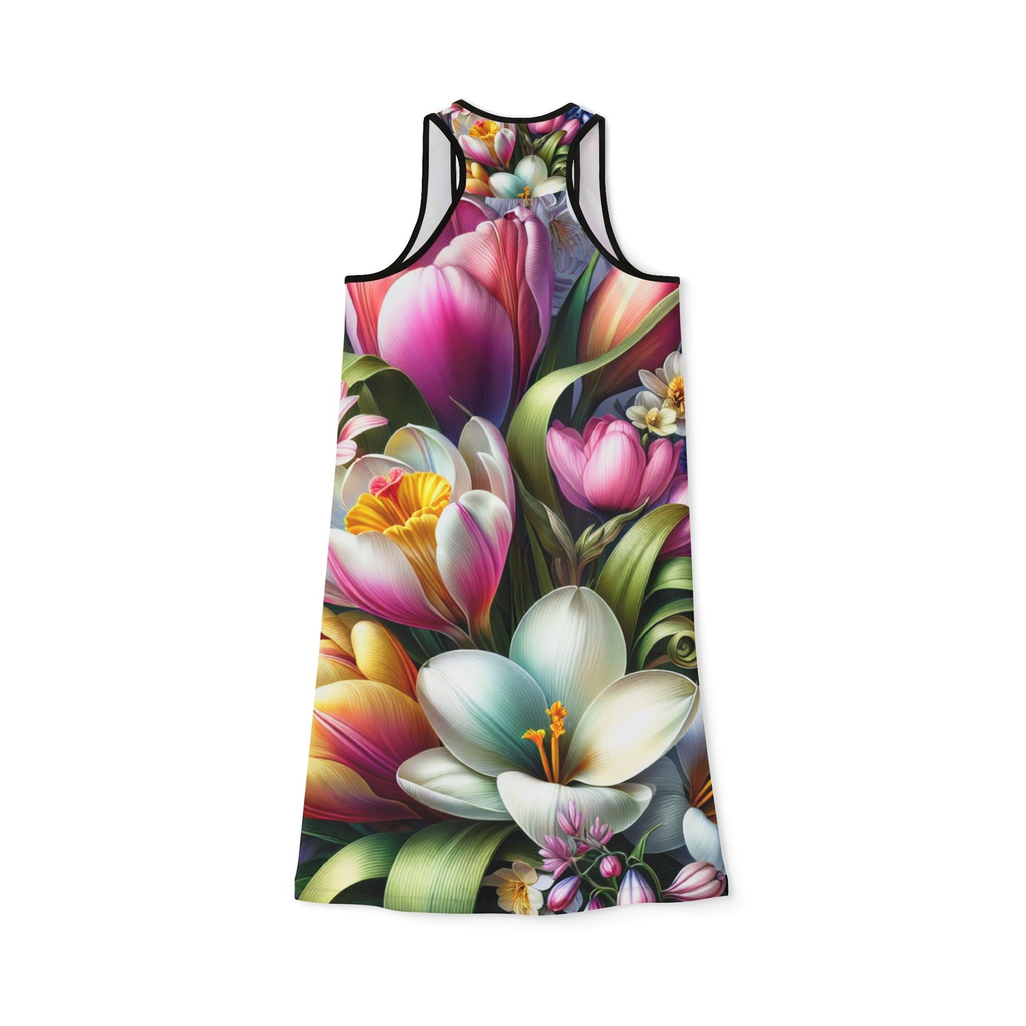 Floral Women's Racerback Dress - Vibrant Spring Bloom Design