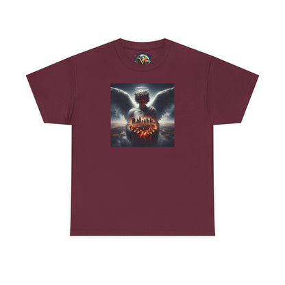 Angel Guardian Unisex Heavy Cotton Tee - Los Angeles Landscape Shirt, Holy Angel Protection, Urban Angel Tee, City Savior