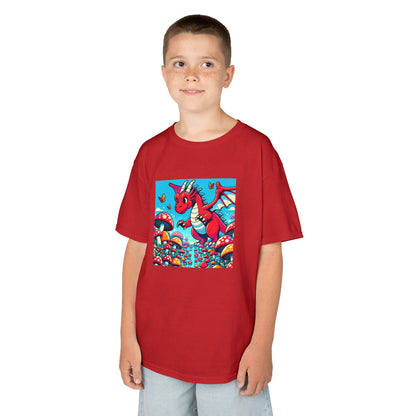 Kids Dragon in a Field of Mushrooms Adventure Tee - Fun Colorful Design for Little Explorers