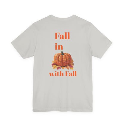 Fall In Love With Fall, Unisex Fall T-Shirt, Halloween Shirt, Cozy Fall Apparel, Seasonal Graphic Tee, Pumpkin Spice Tee
