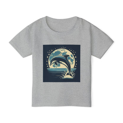 Dolphin with a Full Moon and Starry Night Toddler T-Shirt – Perfect for Little Sea Explorers
