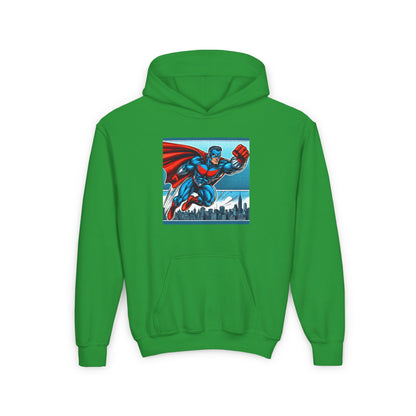 Youth Superhero Heavy Blend Hoodie - Fun & Cozy Design for Kids