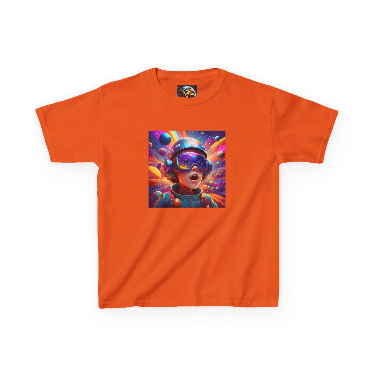 Kids Heavy Cotton Tee - Colorful Space Adventure Graphic Shirt