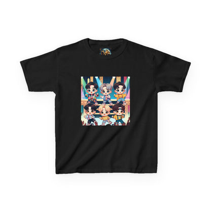 Kids T-Shirt, Cute Anime K-Pop Band on Stage Tee, Children's Graphic Shirt, Kawaii Music Group Top, Concert Apparel for Boys