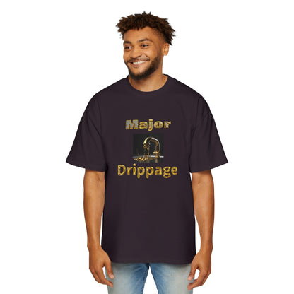 Oversized Tee - Major Drippage Gold Faucet Print Shirt for Men