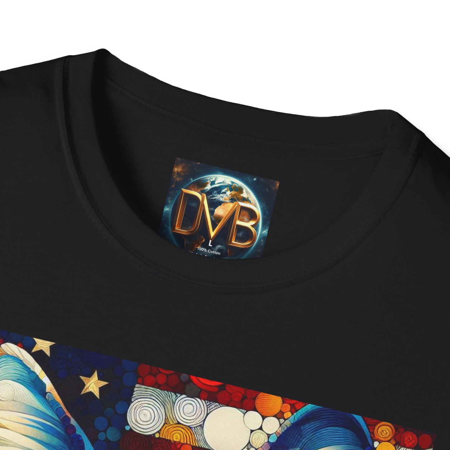Cat Lover Patriotic T-Shirt, USA Flag Tee, Abstract American Art Shirt, Adult Unisex Top, Independence Day Gift