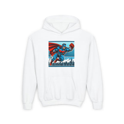 Youth Superhero Heavy Blend Hoodie - Fun & Cozy Design for Kids