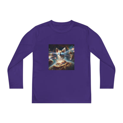 Kids Galaxy Control Long Sleeve Tee, Fierce Teacup Chihuahua Laser Eyes, Funny Shirt, Child's Top, Cute Animal Graphic Tee