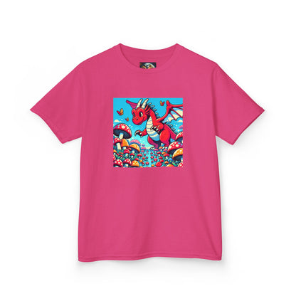 Kids Dragon in a Field of Mushrooms Adventure Tee - Fun Colorful Design for Little Explorers