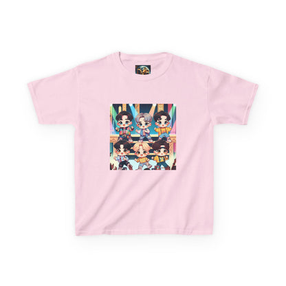 Kids T-Shirt, Cute Anime K-Pop Band on Stage Tee, Children's Graphic Shirt, Kawaii Music Group Top, Concert Apparel for Boys