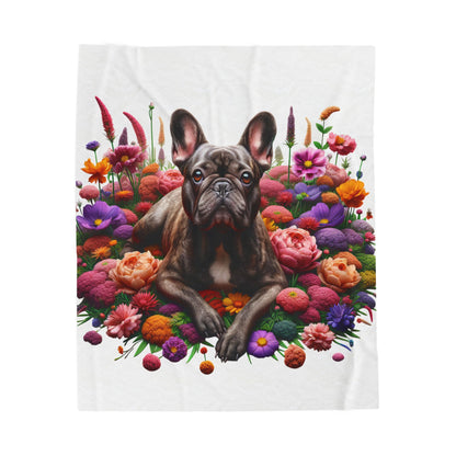 Vibrant Floral French Bulldog Blanket | Cozy Home Decor, Perfect Gift for Dog Lovers, Pet-Themed Blanket, Warm Throw for Any