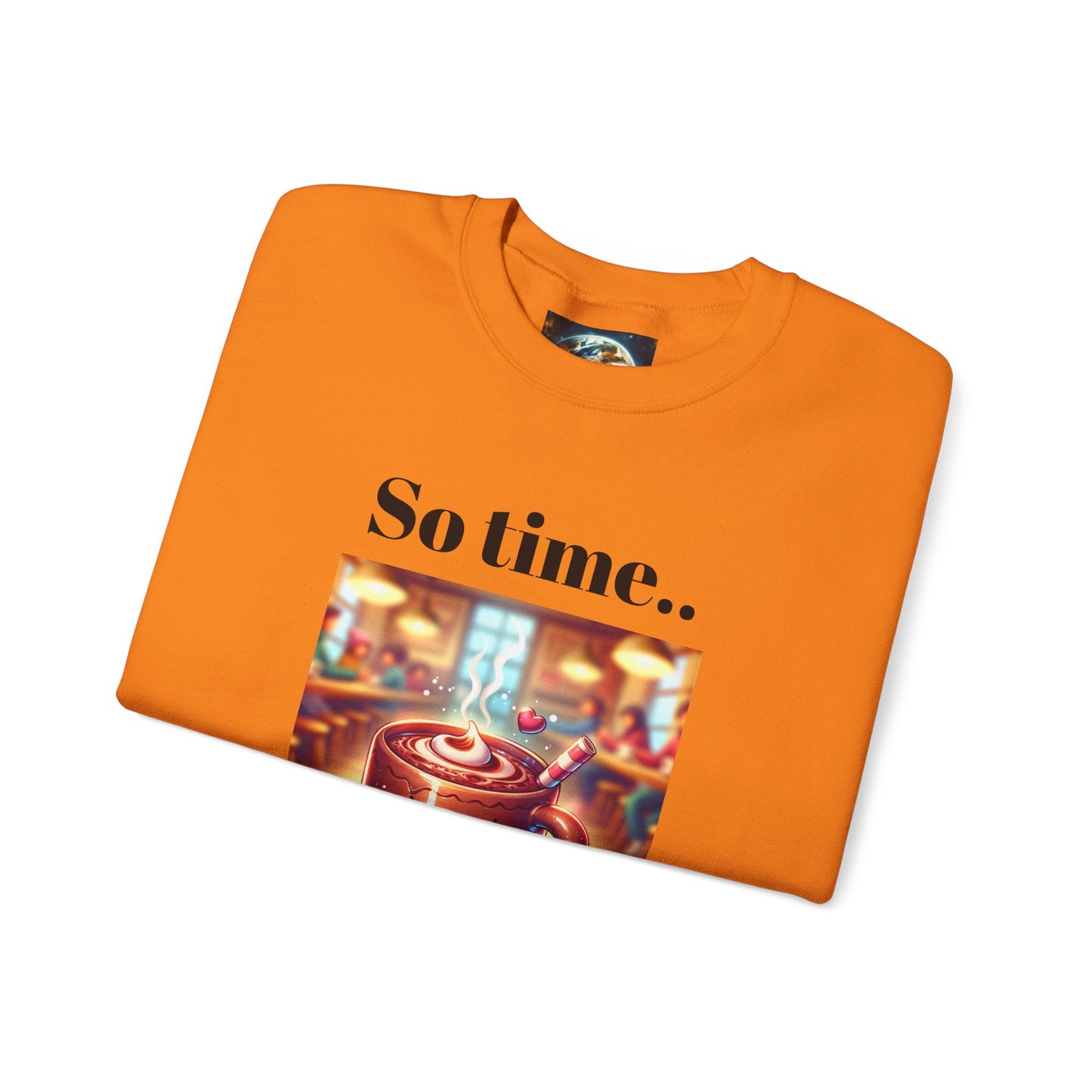 Crewneck Sweatshirt - Adorable Hot Cocoa Mug So Time for Cocoa