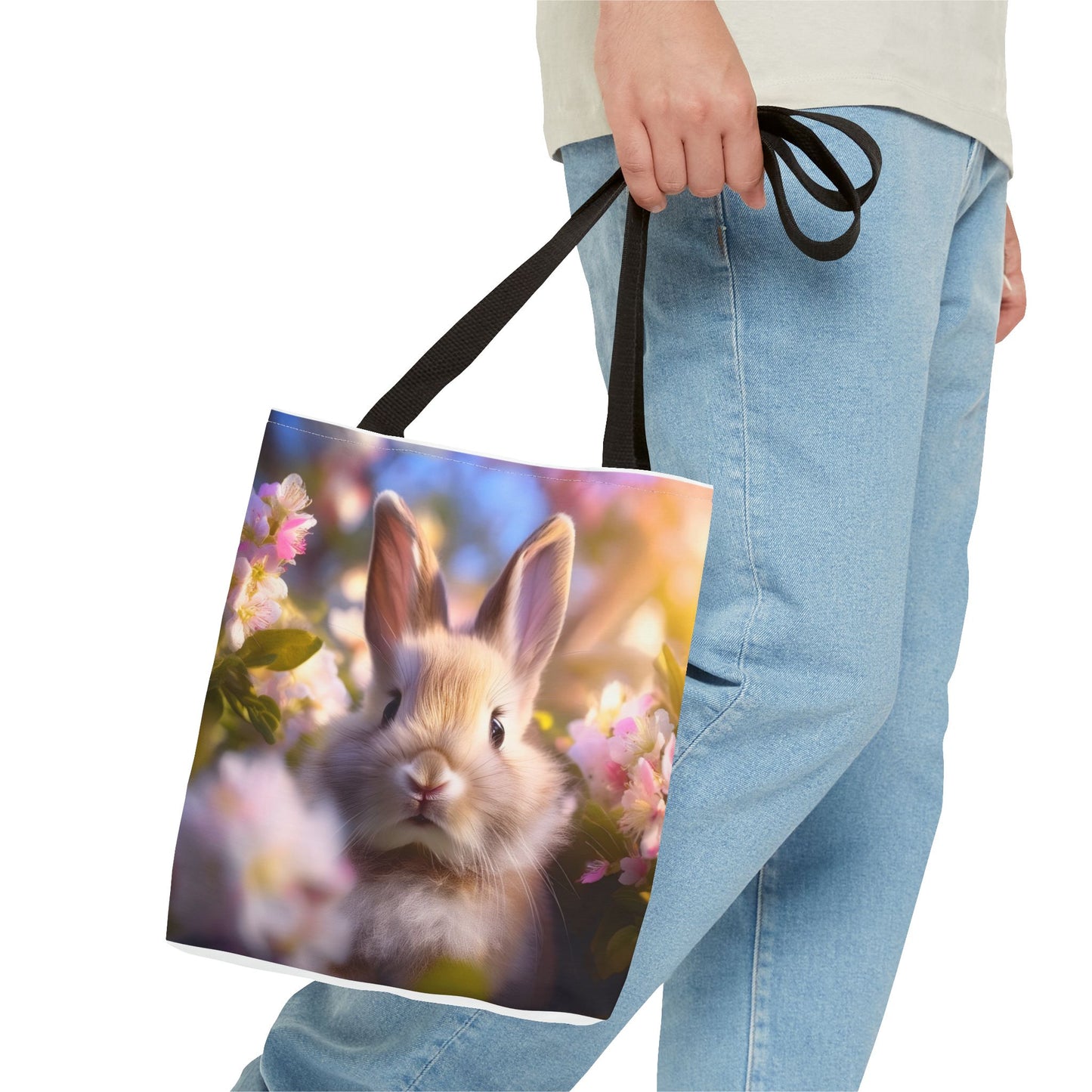Charming Rabbit Tote Bag - Floral Design