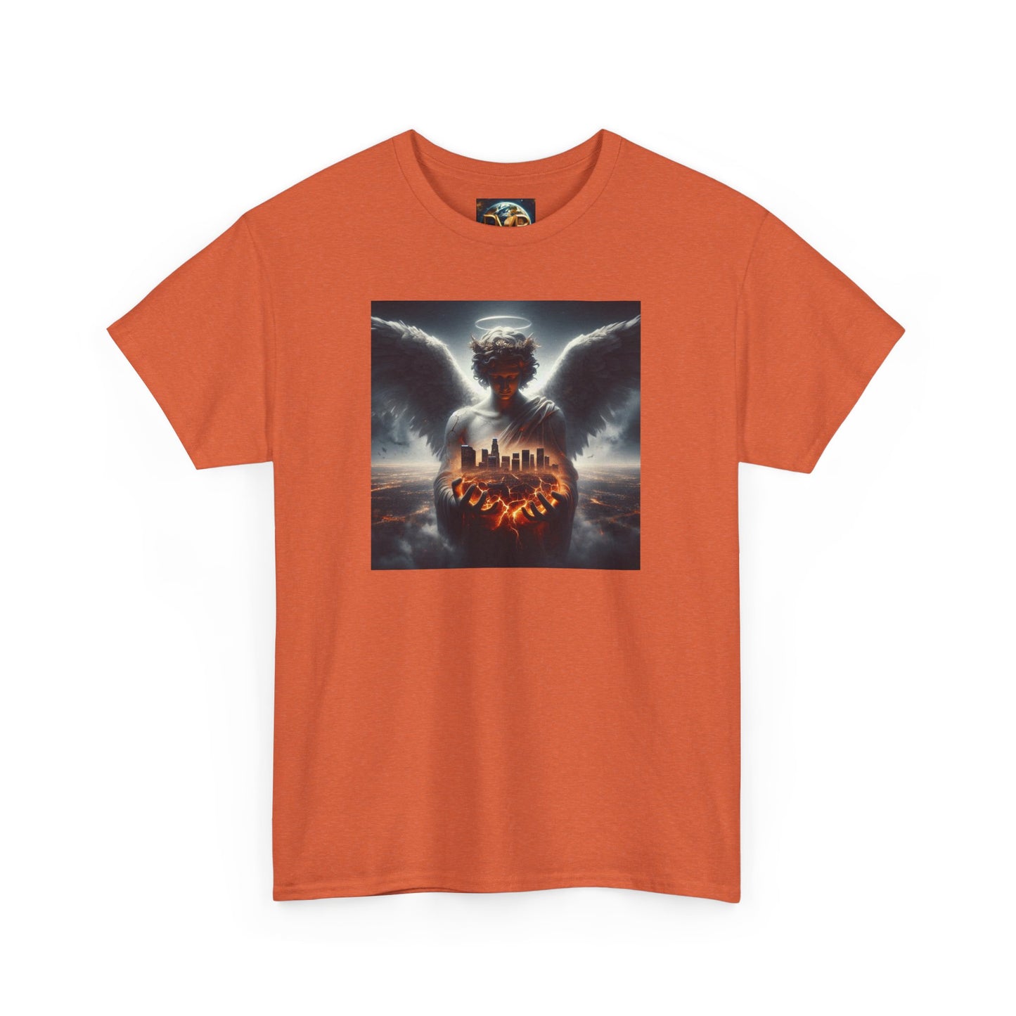 Angel Guardian Unisex Heavy Cotton Tee - Los Angeles Landscape Shirt, Holy Angel Protection, Urban Angel Tee, City Savior