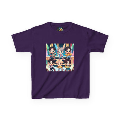 Kids T-Shirt, Cute Anime K-Pop Band on Stage Tee, Children's Graphic Shirt, Kawaii Music Group Top, Concert Apparel for Boys