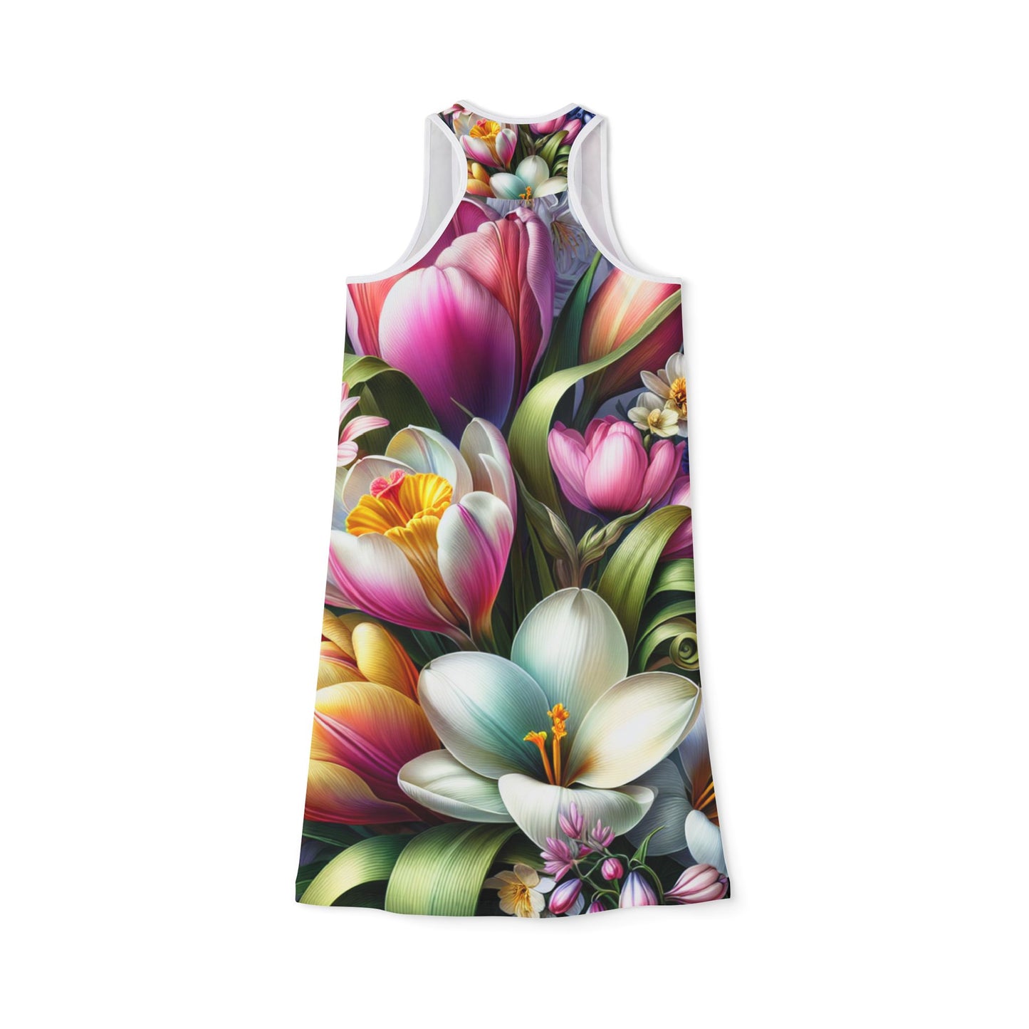 Floral Women's Racerback Dress - Vibrant Spring Bloom Design