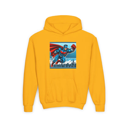 Youth Superhero Heavy Blend Hoodie - Fun & Cozy Design for Kids