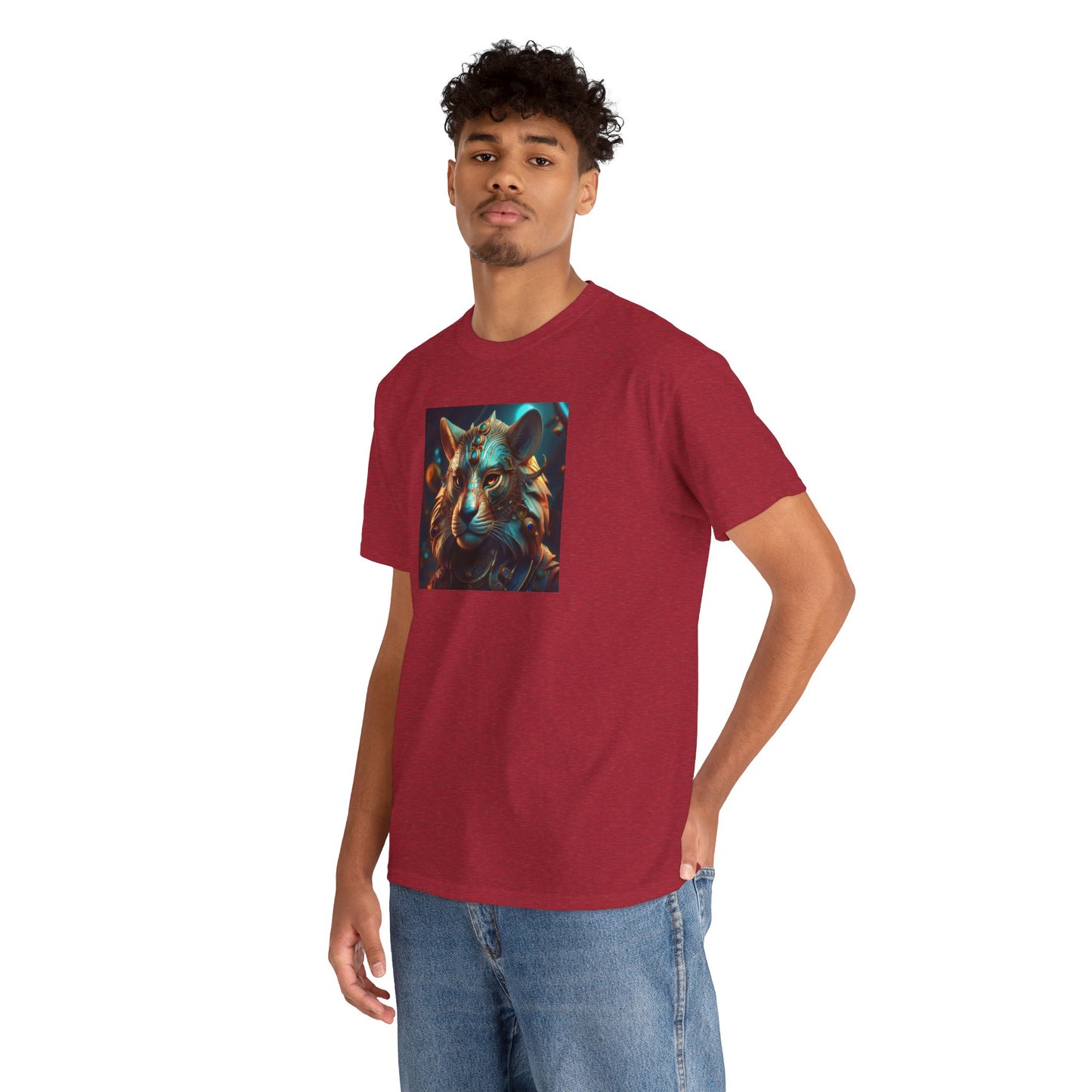Unique Lion Art Unisex Heavy Cotton Tee - Statement Graphic T-Shirt for Animal Lovers