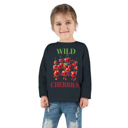 Wild Cherries Toddler Long Sleeve Tee - Fun Fruit Design for Kids