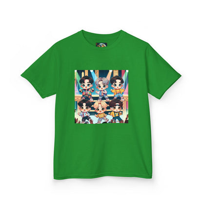 Kids T-Shirt, Cute Anime K-Pop Band on Stage Tee, Children's Graphic Shirt, Kawaii Music Group Top, Concert Apparel for Boys