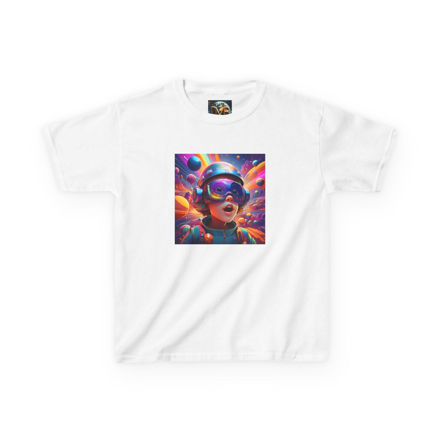 Kids Heavy Cotton Tee - Colorful Space Adventure Graphic Shirt