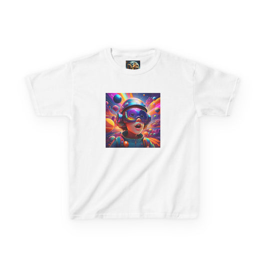 Kids Heavy Cotton Tee - Colorful Space Adventure Graphic Shirt