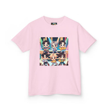 Kids T-Shirt, Cute Anime K-Pop Band on Stage Tee, Children's Graphic Shirt, Kawaii Music Group Top, Concert Apparel for Boys