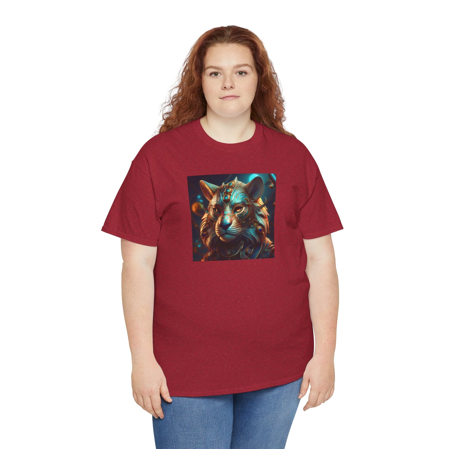 Unique Lion Art Unisex Heavy Cotton Tee - Statement Graphic T-Shirt for Animal Lovers