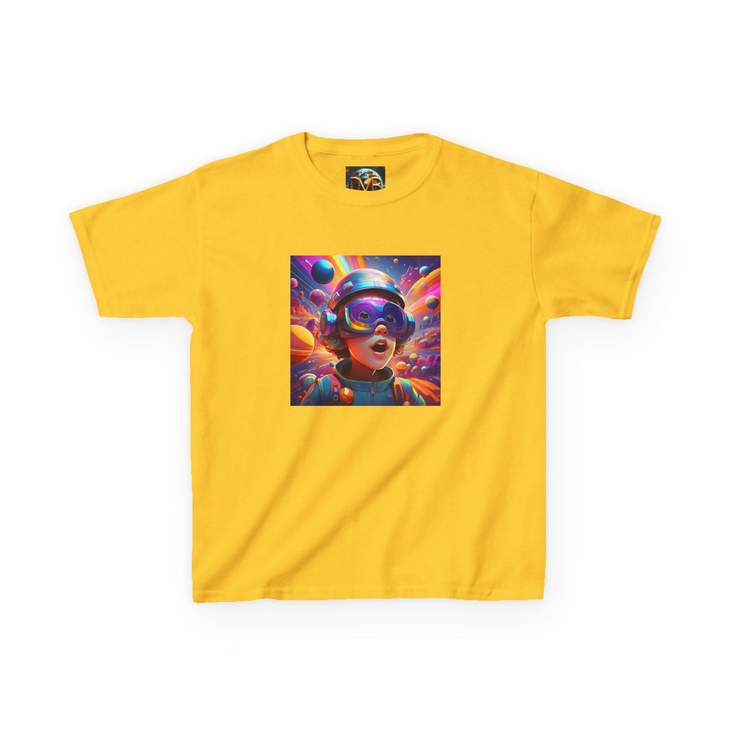 Kids Heavy Cotton Tee - Colorful Space Adventure Graphic Shirt
