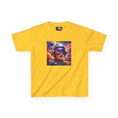 Kids Heavy Cotton Tee - Colorful Space Adventure Graphic Shirt