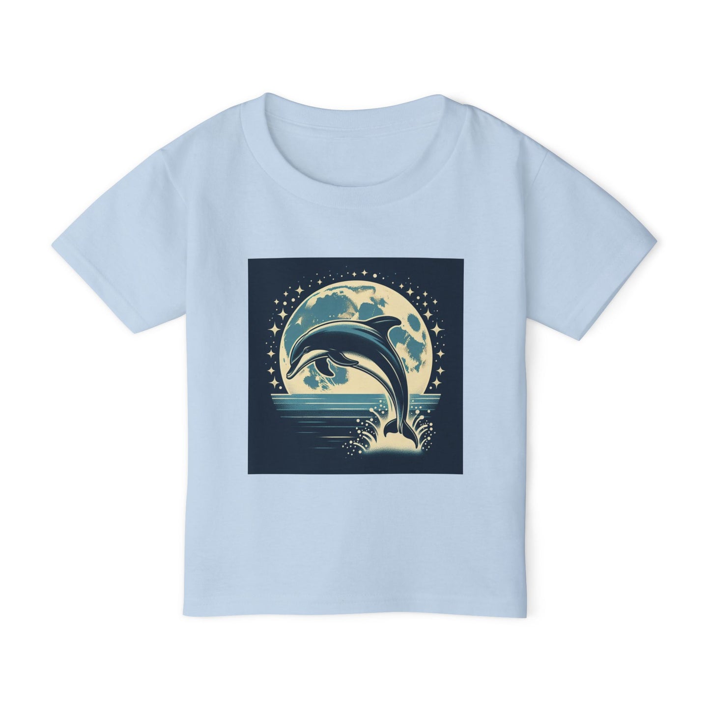 Dolphin with a Full Moon and Starry Night Toddler T-Shirt – Perfect for Little Sea Explorers