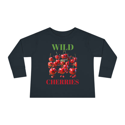 Wild Cherries Toddler Long Sleeve Tee - Fun Fruit Design for Kids
