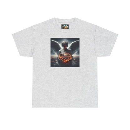 Angel Guardian Unisex Heavy Cotton Tee - Los Angeles Landscape Shirt, Holy Angel Protection, Urban Angel Tee, City Savior