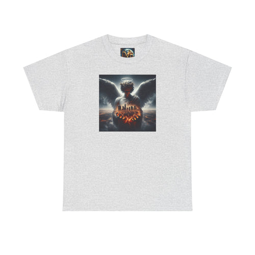 Angel Guardian Unisex Heavy Cotton Tee - Los Angeles Landscape Shirt, Holy Angel Protection, Urban Angel Tee, City Savior