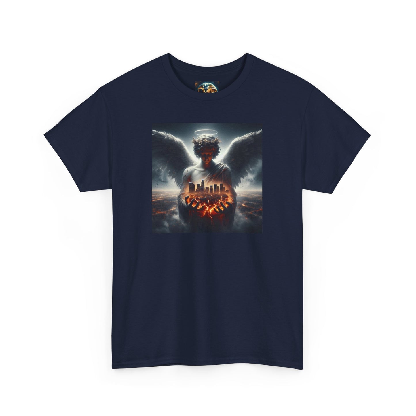 Angel Guardian Unisex Heavy Cotton Tee - Los Angeles Landscape Shirt, Holy Angel Protection, Urban Angel Tee, City Savior