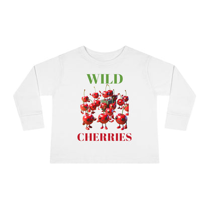 Wild Cherries Toddler Long Sleeve Tee - Fun Fruit Design for Kids
