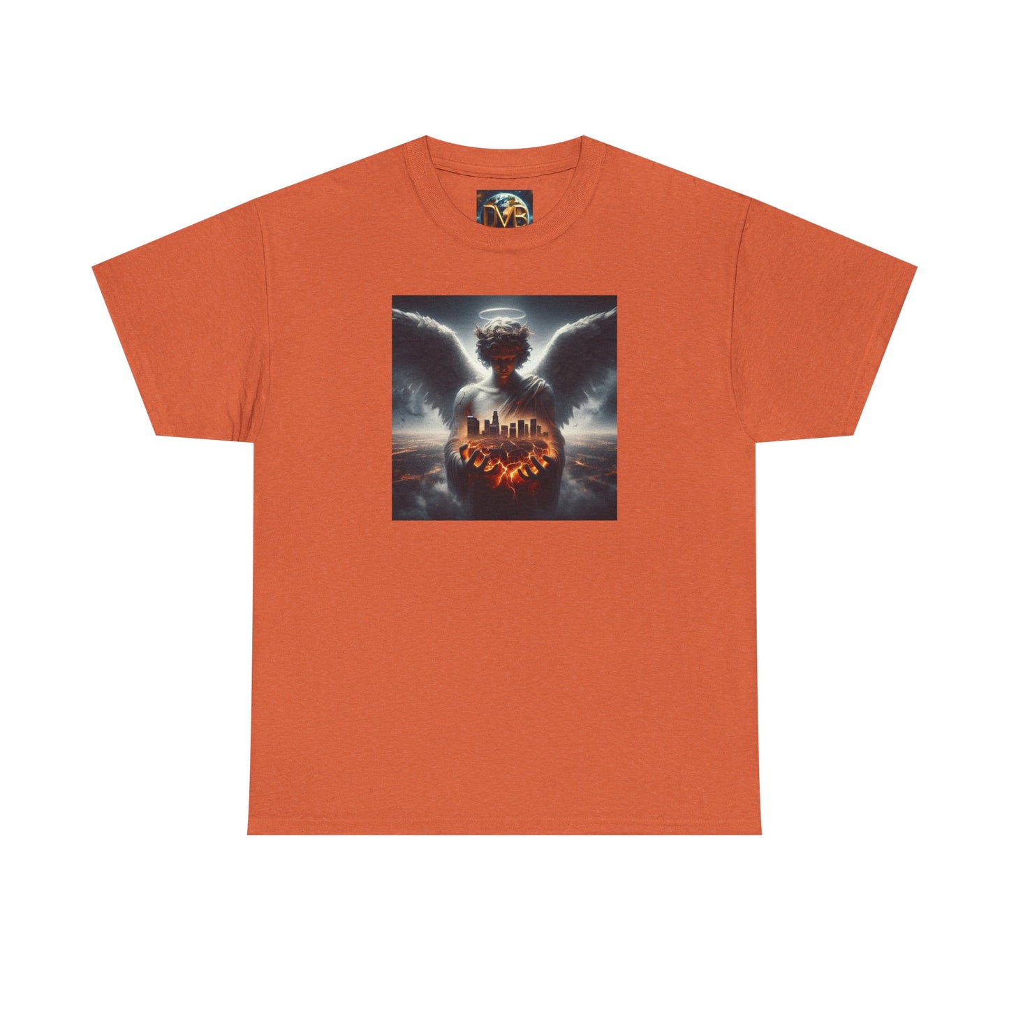 Angel Guardian Unisex Heavy Cotton Tee - Los Angeles Landscape Shirt, Holy Angel Protection, Urban Angel Tee, City Savior