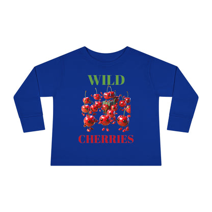 Wild Cherries Toddler Long Sleeve Tee - Fun Fruit Design for Kids