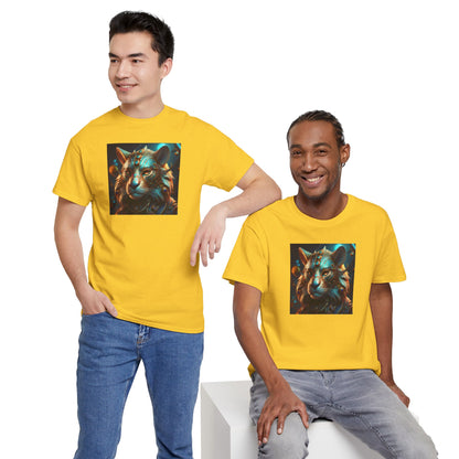 Unique Lion Art Unisex Heavy Cotton Tee - Statement Graphic T-Shirt for Animal Lovers