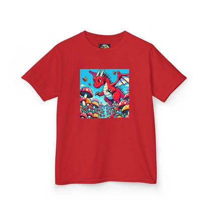 Kids Dragon in a Field of Mushrooms Adventure Tee - Fun Colorful Design for Little Explorers