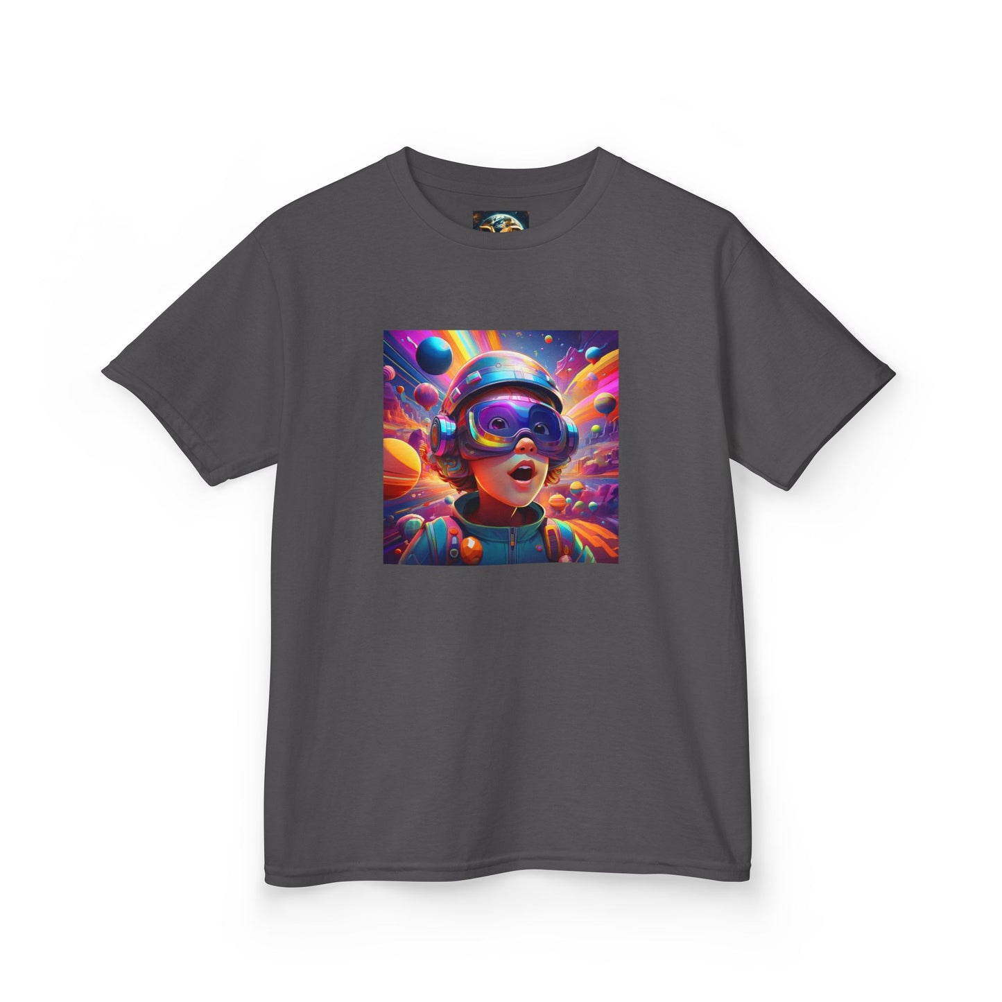 Kids Heavy Cotton Tee - Colorful Space Adventure Graphic Shirt