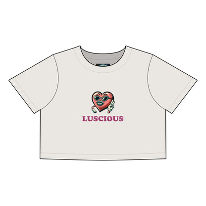 Luscious Heart Women's Faded Crop Tee - Trendy, Casual Fashion