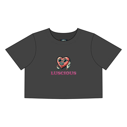 Luscious Heart Women's Faded Crop Tee - Trendy, Casual Fashion