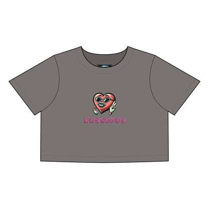 Luscious Heart Women's Faded Crop Tee - Trendy, Casual Fashion