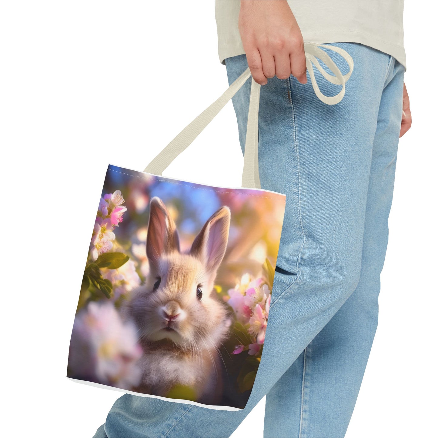 Charming Rabbit Tote Bag - Floral Design