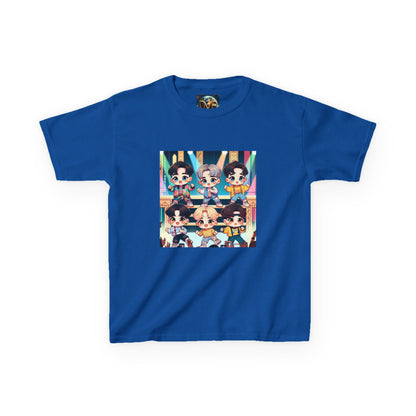 Kids T-Shirt, Cute Anime K-Pop Band on Stage Tee, Children's Graphic Shirt, Kawaii Music Group Top, Concert Apparel for Boys