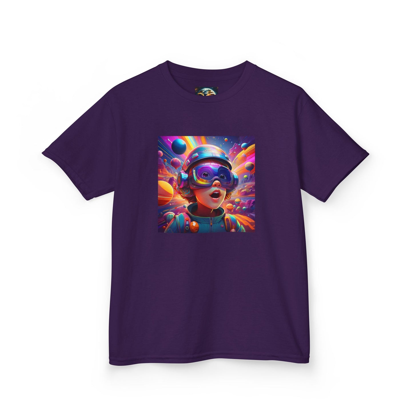Kids Heavy Cotton Tee - Colorful Space Adventure Graphic Shirt