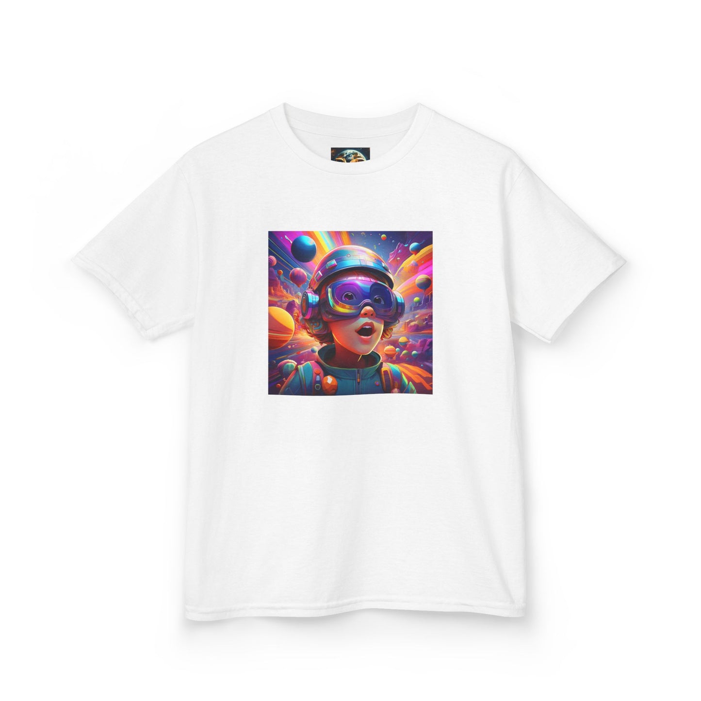 Kids Heavy Cotton Tee - Colorful Space Adventure Graphic Shirt