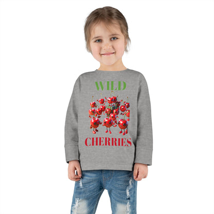 Wild Cherries Toddler Long Sleeve Tee - Fun Fruit Design for Kids