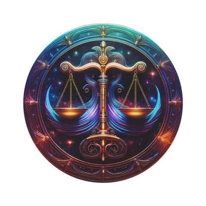 Libra Pride! Astrology Space Round Rug - Balance Themed Home Décor